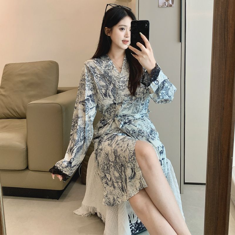 Robe Silk Women - Summer 2PCS Sexy Lace Lingerie Ice