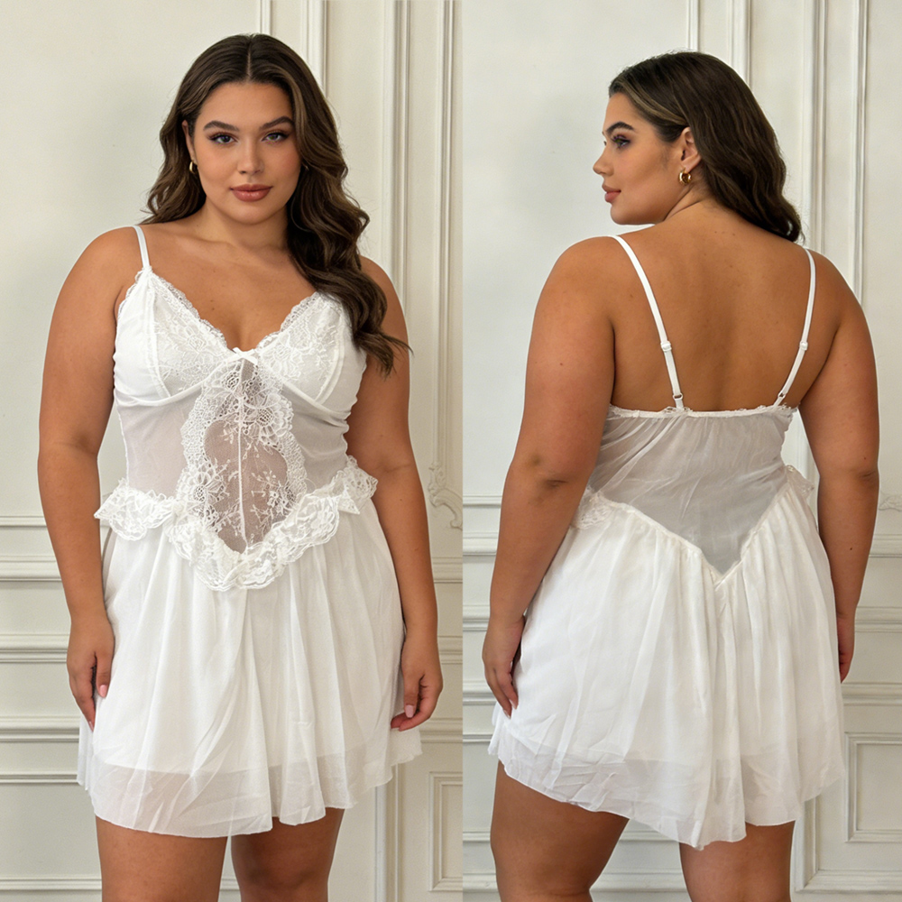 Sexy White Lace Floral Nightwe - đánh giá và giá Babydoll Chemise Night