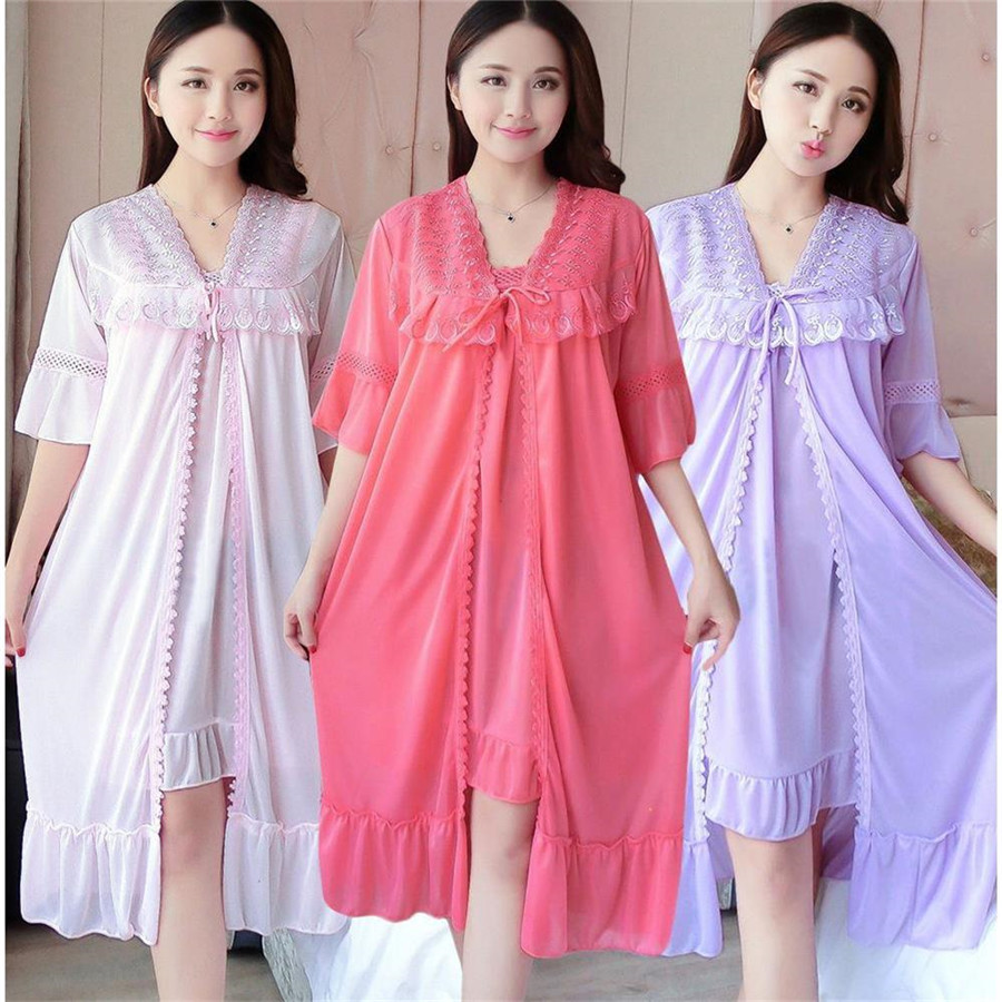 2024 Sexy V Neck Nightdress Sl - đánh giá và giá Robe Silk Women