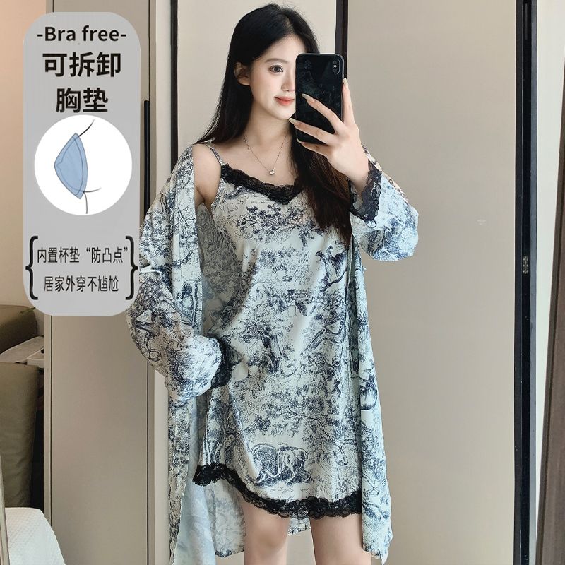 Summer 2PCS Sexy Lace Lingerie - đánh giá và giá Robe Silk Women
