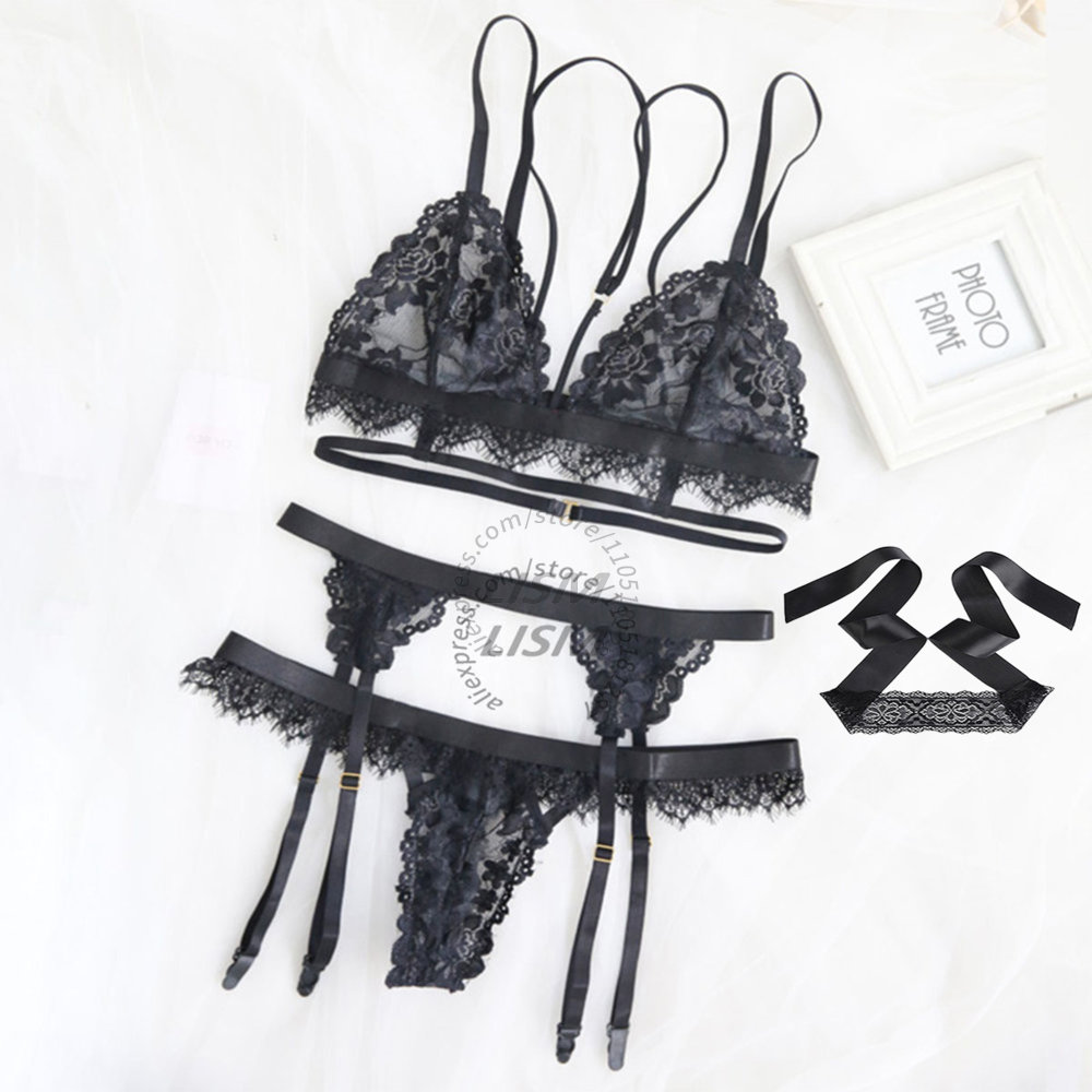 LISM Black Eyelash Lace Linger - đánh giá và giá Garter Belt Set
