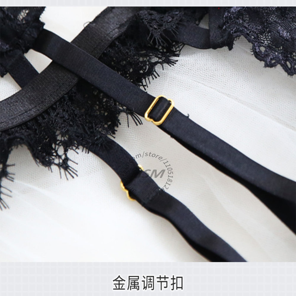 LISM Black Eyelash Lace Linger - đánh giá và giá Garter Belt Set