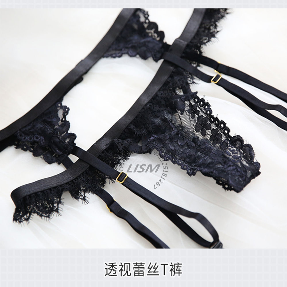 LISM Black Eyelash Lace Linger - đánh giá và giá Garter Belt Set