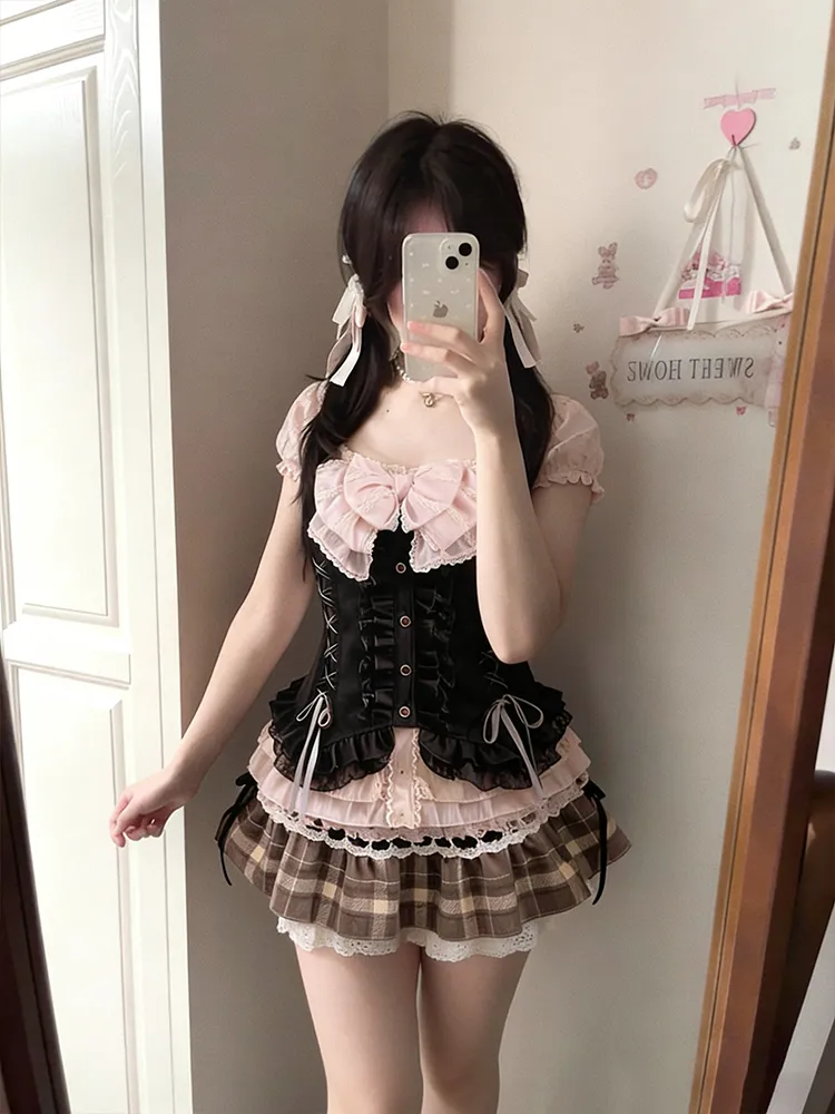 Japanese Sweet Three Piece Set - đánh giá và giá Cami Top Lace